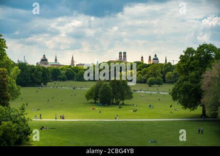 Jardin Anglais de Munich Bavaria Allemagne Banque D'Images