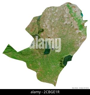 Forme de Masaya, département du Nicaragua, avec sa capitale isolée sur fond blanc. Imagerie satellite. Rendu 3D Banque D'Images