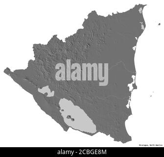 Forme du Nicaragua avec sa capitale isolée sur fond blanc. Carte d'élévation à deux niveaux. Rendu 3D Banque D'Images