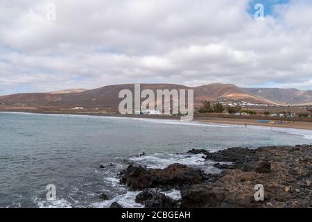 Village côtier de Arrieta, Lanzarote, îles Canaries, Espagne Banque D'Images