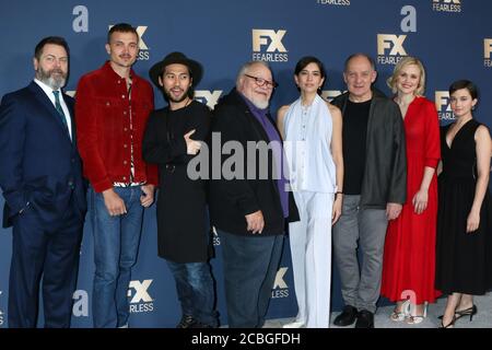 LOS ANGELES - 9 JANVIER : Nick Offerman, Jin Ha, Stephen McKinley Henderson, Sonoya Mizuno, Alison Pill, et Cailee Spaeny au FX Winter TCA Starwalk à l'hôtel Langham Huntington le 9 janvier 2020 à Pasadena, CA Banque D'Images