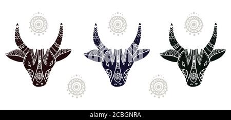 Zodiac chinois. Signe astrologique animal chinois. Vache. Symbole de 2021 Illustration de Vecteur