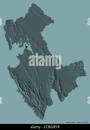 Forme de Darién, province de Panama, avec sa capitale isolée sur un fond de couleur unie. Carte d'altitude en couleur. Rendu 3D Banque D'Images