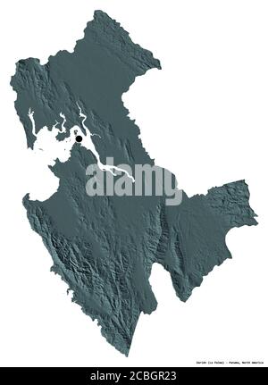 Forme de Darién, province de Panama, avec sa capitale isolée sur fond blanc. Carte d'altitude en couleur. Rendu 3D Banque D'Images