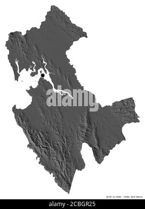 Forme de Darién, province de Panama, avec sa capitale isolée sur fond blanc. Carte d'élévation à deux niveaux. Rendu 3D Banque D'Images