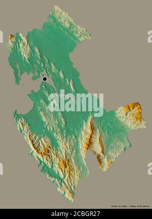 Forme de Darién, province de Panama, avec sa capitale isolée sur un fond de couleur unie. Carte topographique de relief. Rendu 3D Banque D'Images