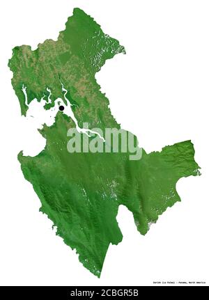 Forme de Darién, province de Panama, avec sa capitale isolée sur fond blanc. Imagerie satellite. Rendu 3D Banque D'Images