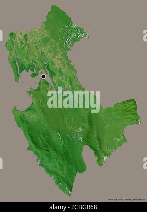 Forme de Darién, province de Panama, avec sa capitale isolée sur un fond de couleur unie. Imagerie satellite. Rendu 3D Banque D'Images