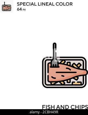 Icône de vecteur de couleur spécial Fish and chips. Icônes Fish and Chips pour votre projet d'entreprise Illustration de Vecteur