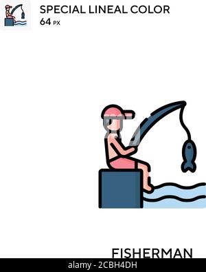 Icône de vecteur de couleur spécial pêcheur. Icônes de pêcheur pour votre projet d'entreprise Illustration de Vecteur