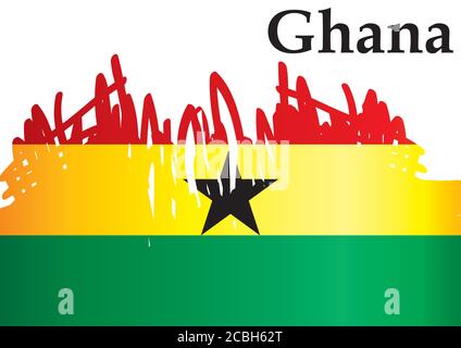 Drapeau du Ghana, République du Ghana. Modèle pour la conception de prix, un document officiel avec le drapeau du Ghana. Illustration vectorielle colorée et lumineuse. Illustration de Vecteur