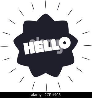 autocollant slang bubbles hello sur fond blanc, illustration vectorielle de style icône de silhouette Illustration de Vecteur