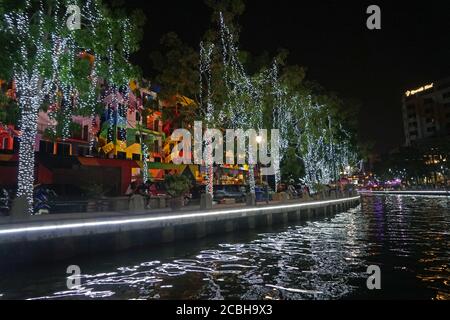 Croisière sur la rivière Melaka, ville du patrimoine de Melaka, Malacca, Malaisie Banque D'Images