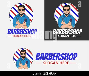 Illustration vectorielle du modèle de logo Barbershop Illustration de Vecteur