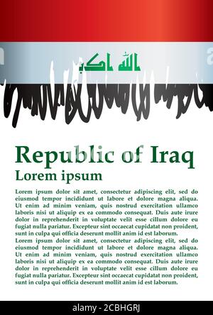 Drapeau de l'Iraq, République d'Iraq. Modèle pour la conception de prix, un document officiel avec le drapeau de l'Irak. Illustration vectorielle colorée et lumineuse. Illustration de Vecteur