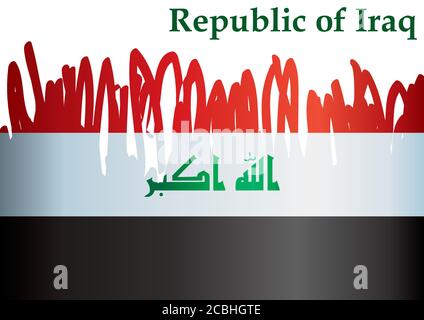 Drapeau de l'Iraq, République d'Iraq. Modèle pour la conception de prix, un document officiel avec le drapeau de l'Irak. Illustration vectorielle colorée et lumineuse. Illustration de Vecteur