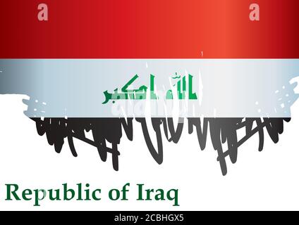 Drapeau de l'Iraq, République d'Iraq. Modèle pour la conception de prix, un document officiel avec le drapeau de l'Irak. Illustration vectorielle colorée et lumineuse. Illustration de Vecteur