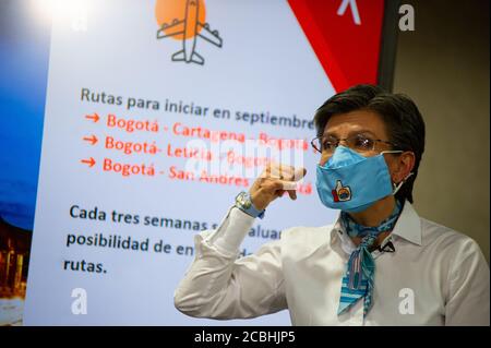 L'ancien maire de Bogota, Claudia Lopez, annonce de nouvelles fermetures sectorisées qui débutent le dimanche 16 août à minuit et se terminent le 30 Agoust, le plan à Banque D'Images