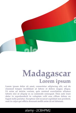 Drapeau de Madagascar, République de Madagascar. Modèle pour la conception de prix, un document officiel avec le drapeau de Madagascar. Illustration de Vecteur