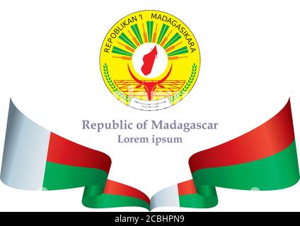 Drapeau de Madagascar, République de Madagascar. Modèle pour la conception de prix, un document officiel avec le drapeau de Madagascar. Illustration de Vecteur