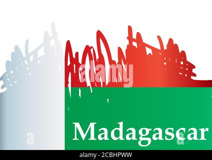 Drapeau de Madagascar, République de Madagascar. Modèle pour la conception de prix, un document officiel avec le drapeau de Madagascar. Illustration de Vecteur