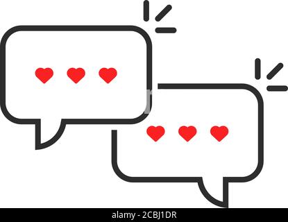la bulle de la parole fine ligne aime les messages Illustration de Vecteur