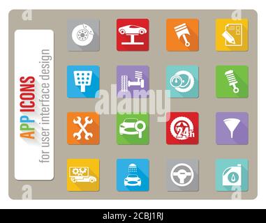 Service de voiture icon set Illustration de Vecteur