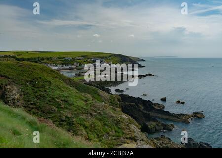 Vue sur Portpatrick depuis la Southern Upland Way Banque D'Images