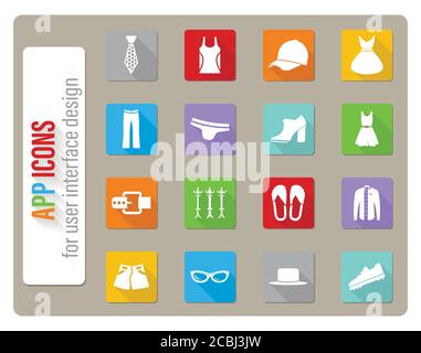 Vêtements icon set Illustration de Vecteur