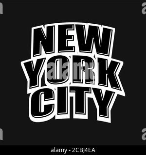 New York City lettrage sur noir . Illustration à la main noire et blanche. Icône pour l'impression et l'étiquetage. Illustration de Vecteur
