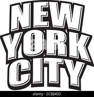 Composition de lettres New York City. Illustration à la main noire et blanche. Icône pour l'impression et l'étiquetage. Illustration de Vecteur