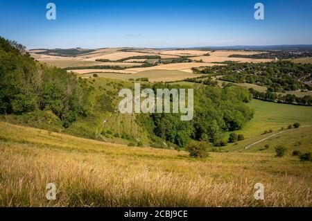 Vue depuis la voie de Juggs Road surplombant Kingston près de Lewes, East Sussex, Royaume-Uni Banque D'Images