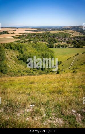 Vue depuis la voie de Juggs Road surplombant Kingston près de Lewes, East Sussex, Royaume-Uni Banque D'Images