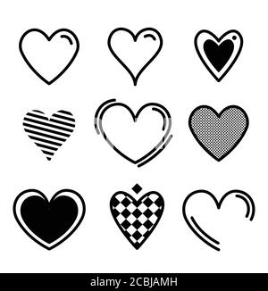 Ensemble de différentes icônes coeurs. Illustration vectorielle. Éléments vectoriels. Illustration de Vecteur