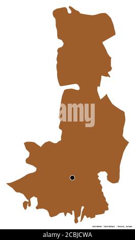 Forme d'Astrakhan', région de Russie, avec sa capitale isolée sur fond blanc. Composition des textures répétées. Rendu 3D Banque D'Images