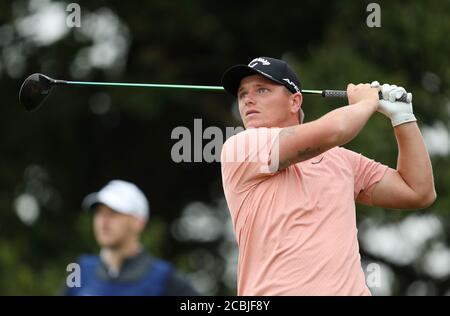 Callum Shinkwin d'Angleterre pendant la deuxième journée du Celtic Classic au Celtic Manor Resort. Banque D'Images