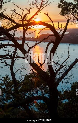 Magnifique coucher de soleil sur Shoal Bay, Australie Banque D'Images