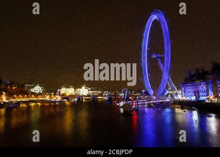 Big Ben, London Eye, City of London lieux à voir et à visiter la nuit Banque D'Images