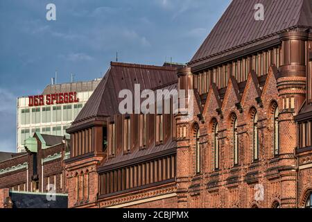 Lagerhaus am Zollkanal an der Kornhausbrücke, Verlagsgebäude 'der Spiegel', Speicherstadt, Hambourg Banque D'Images