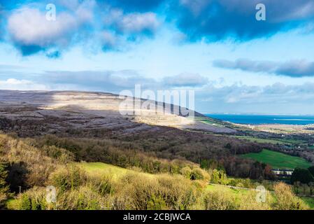 Paysage des Prairies dans le comté de Clare, province de Munster, bordé à l'ouest par l'océan Atlantique, en Irlande Banque D'Images