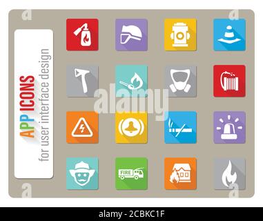 Fire Brigade icon set Illustration de Vecteur