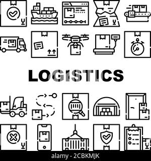 Les icônes de la collection de services logistiques définissent les illustrations vectorielles Illustration de Vecteur