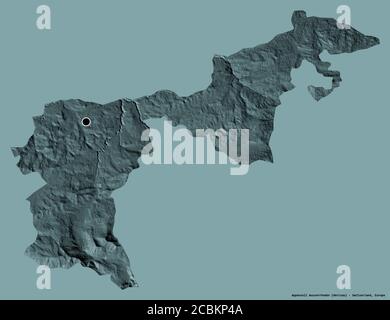 Forme d'Appenzell Ausserrhoden, canton de Suisse, avec sa capitale isolée sur un fond de couleur unie. Carte d'altitude en couleur. Rendu 3D Banque D'Images