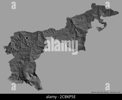 Forme d'Appenzell Ausserrhoden, canton de Suisse, avec sa capitale isolée sur un fond de couleur unie. Carte d'élévation à deux niveaux. Rendu 3D Banque D'Images