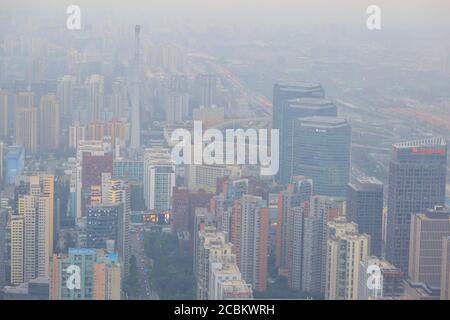 Vue aérienne, quartier central des affaires de Beijing et centre-ville de Beijing, Chine Banque D'Images