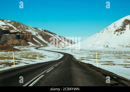 Route en direction de Reykjavik, Islande Banque D'Images