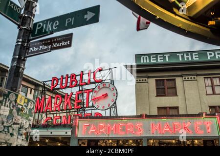 Le Pike Place Market, Seattle, Washington, USA Banque D'Images