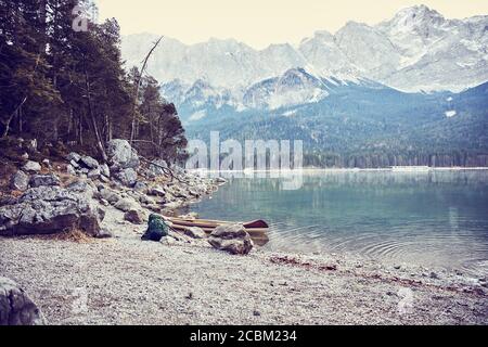 Vue panoramique sur le lac, Garmisch-Partenkirchen, Bavière, Allemagne Banque D'Images