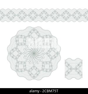 Ensemble de guilloche. Bordure sans couture, décoration circulaire, élément de pinceau. Modèles pour la conception et la paperasserie. Illustration vectorielle. Illustration de Vecteur