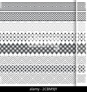 Ensemble de séparateurs géométriques vectoriels. Bordures pour le texte, les cartes d'invitation, diverses éditions d'impression. Lignes de division sous forme d'un raizo sans soudure Illustration de Vecteur